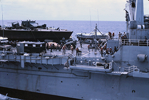 High-line personal transfer at Sea